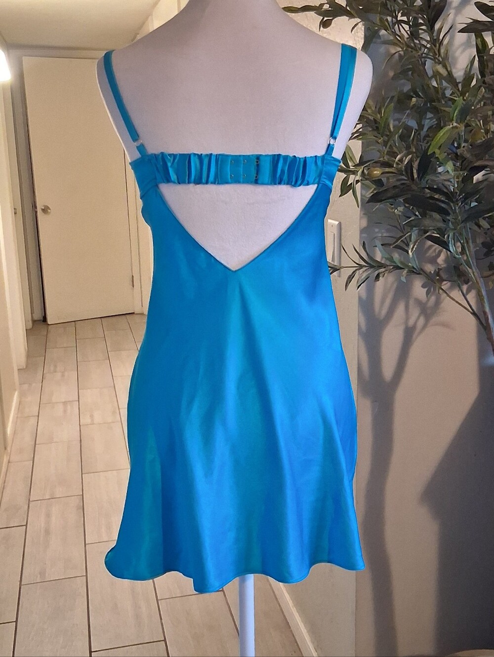 Victoria's Secret Turquoise Satin Lingerie Dress Sz34D Babydoll Fairy Padded Cup - Picture 4 of 15